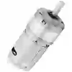 Ein zylindrischer Elektromotor in Metallgehäuse mit sichtbarer Antriebswelle, geeignet für technische Anwendungen oder Modellbau.